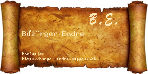 Bürger Endre névjegykártya