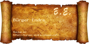 Bürger Endre névjegykártya